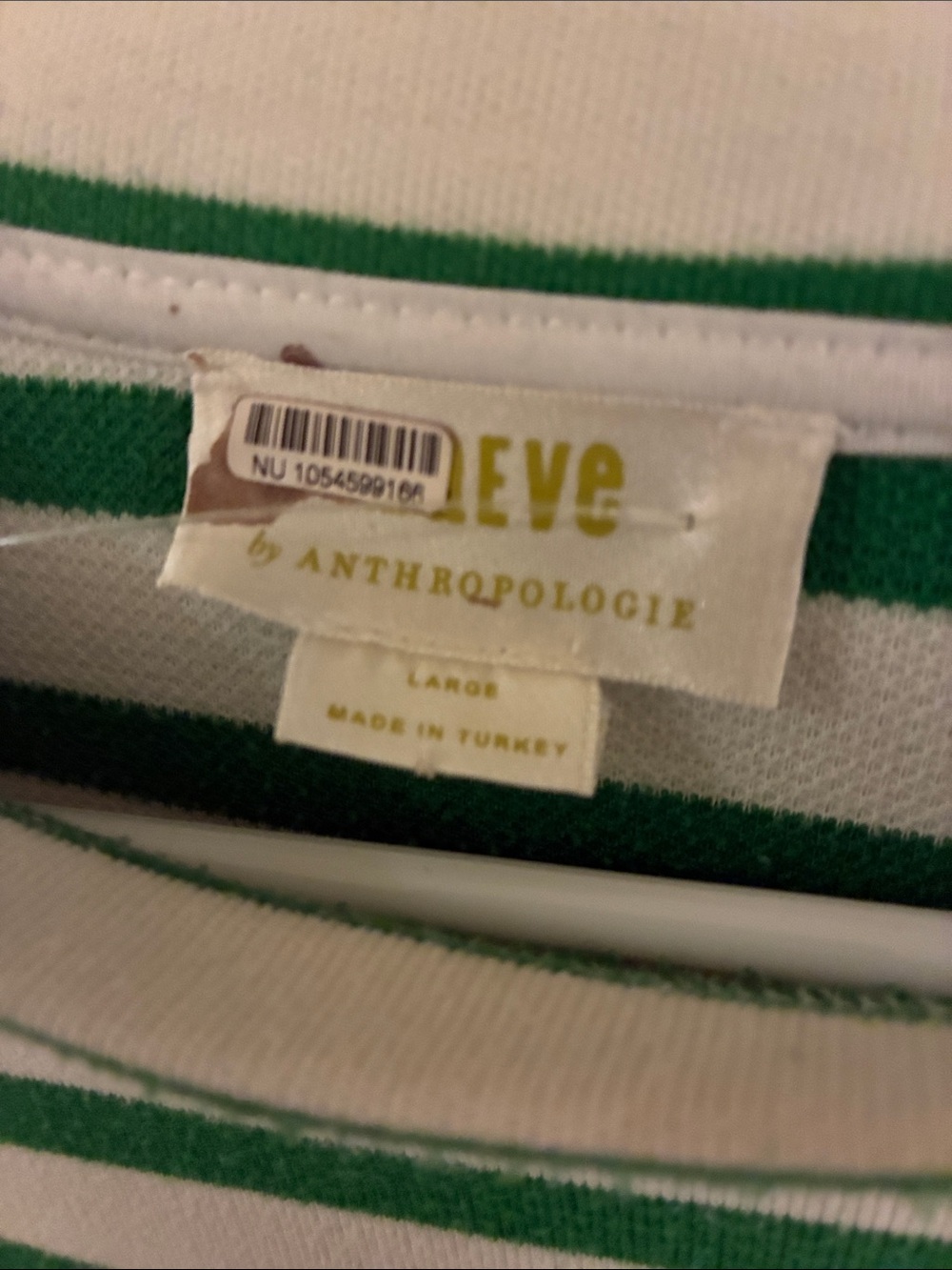 Green and White Striped Long Sleeve Top Maeve by Anthropology - Picture 4 of 4